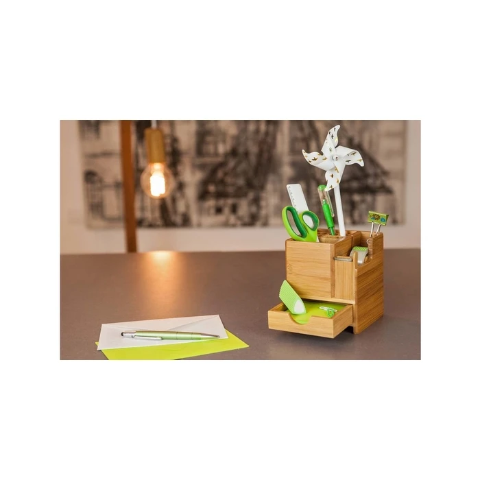 WEDO Bamboo Desk Organizer with Tape Dispenser (incl. tape) - Model 611707