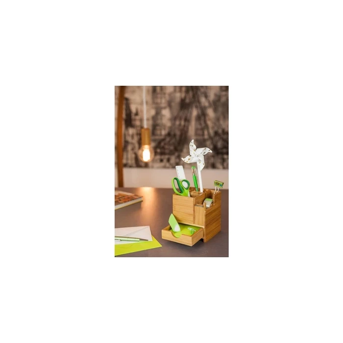 WEDO Bamboo Desk Organizer with Tape Dispenser (incl. tape) - Model 611707