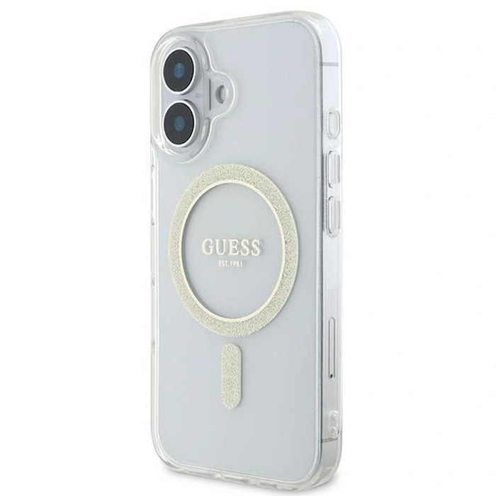 Guess GUHMP16SHFGERET Apple iPhone 16 hardcase IML Glitter Circle MagSafe transparent