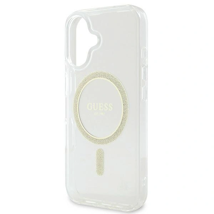 Guess GUHMP16SHFGERET Apple iPhone 16 hardcase IML Glitter Circle MagSafe transparent