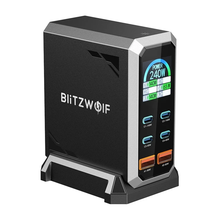 BlitzWolf Βάση Φόρτισης GaN 240W με 2x USB-A & 4x USB-C (BW-S31) - Μαύρο