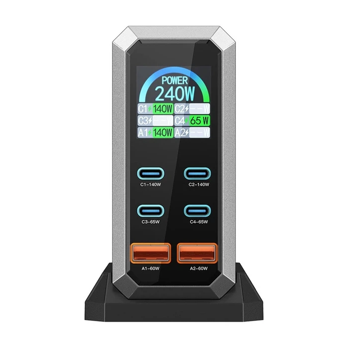 BlitzWolf Βάση Φόρτισης GaN 240W με 2x USB-A & 4x USB-C (BW-S31) - Μαύρο