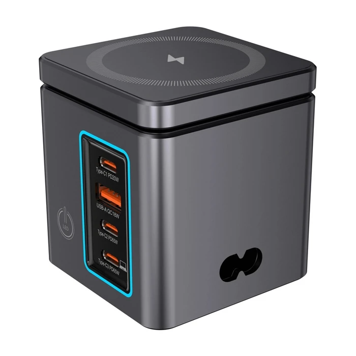 BlitzWolf Wireless Charger (Qi Pad) GaN with 1 x USB-A and 3 x USB-C 105W Black (BW-i113)