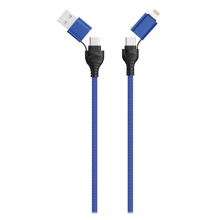 Καλώδιο USB 2GO USB / Type C LadeCable 4 in 1 USB A, Lighn. 1,2m Blue