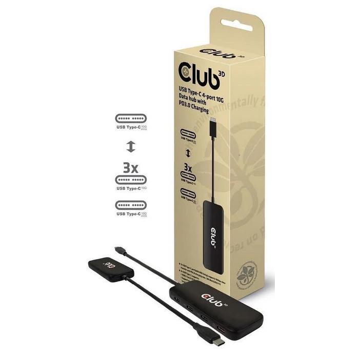 USB Hub Club 3D USB-Hub Type-C > 4x USB Type-C 10Gbps + 100W PD St/Bu retail