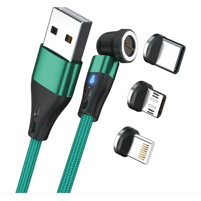 Καλώδιο USB Realpower Magentic 3 Amp,1m,Green with Adaptern