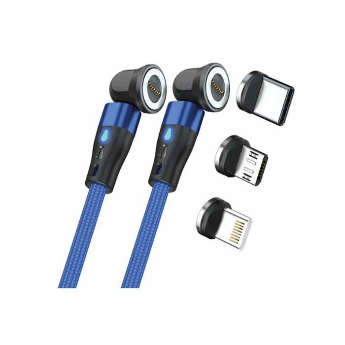 Καλώδιο USB Realpower Magnetic ,1m,2x magnetisch,Blue with Adaptern