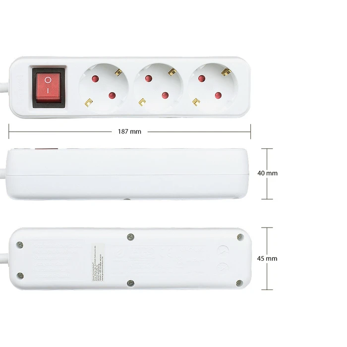 Πολύπριζο Good Connections m.Switch 3-f. White 1,5m