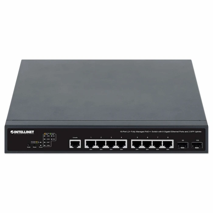Network Switch Intellinet 10-Port L2+ Managed PoE++ 8x Gbit 2x SFP