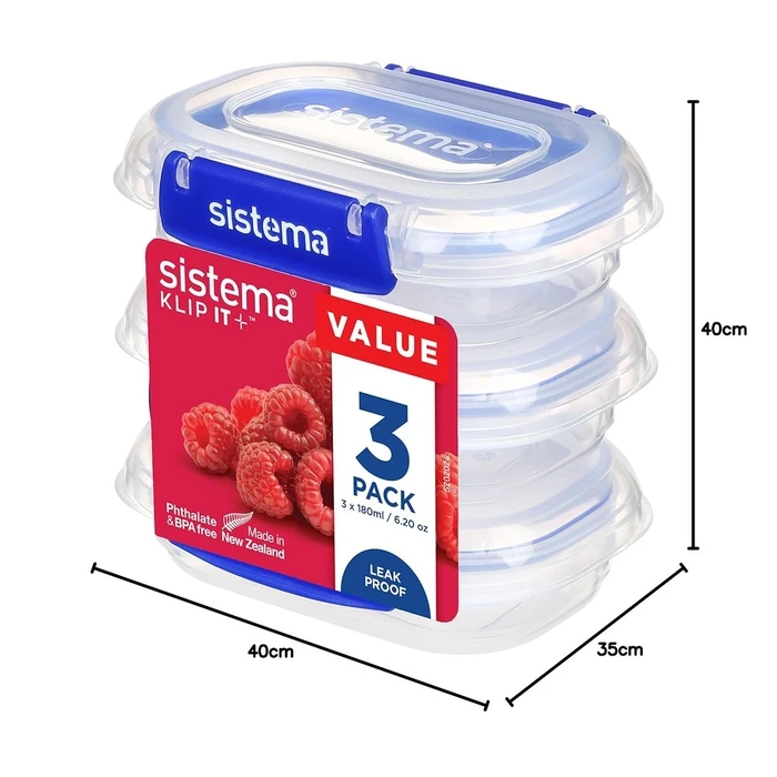 Δοχείο Φαγητού Sistema Set KLIP IT PLUS 3 x 180 ml Blue