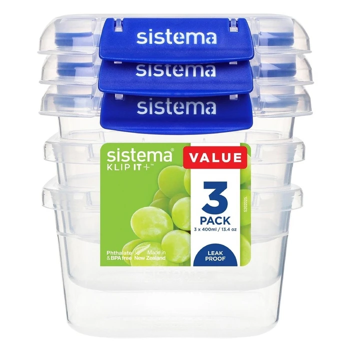 Δοχείο Φαγητού Sistema Set KLIP IT PLUS 3 x 400 ml Blue
