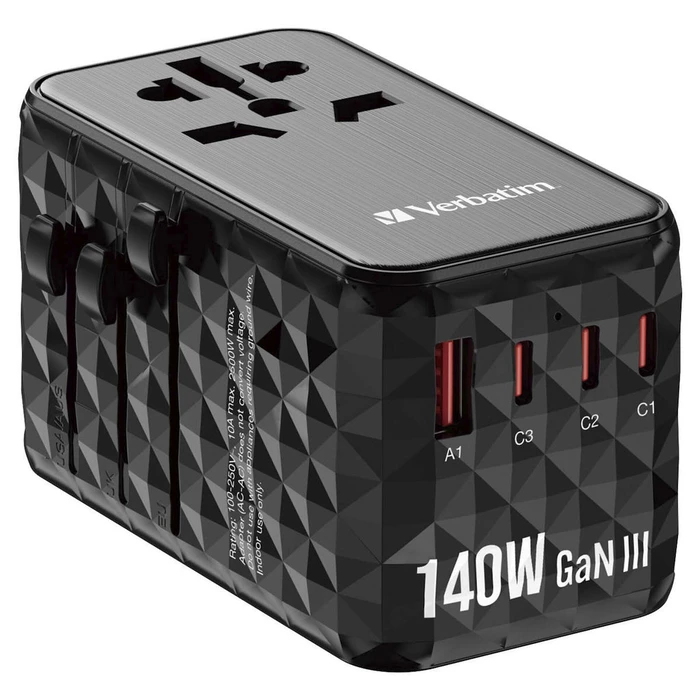 Αντάπτορας Πρίζας Verbatim GaN III Uni.Travel 140W UTA-10 32125
