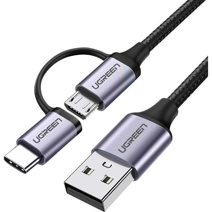 Καλώδιο USB Ugreen USB-A to Micro USB + USB Type-C 1m Black