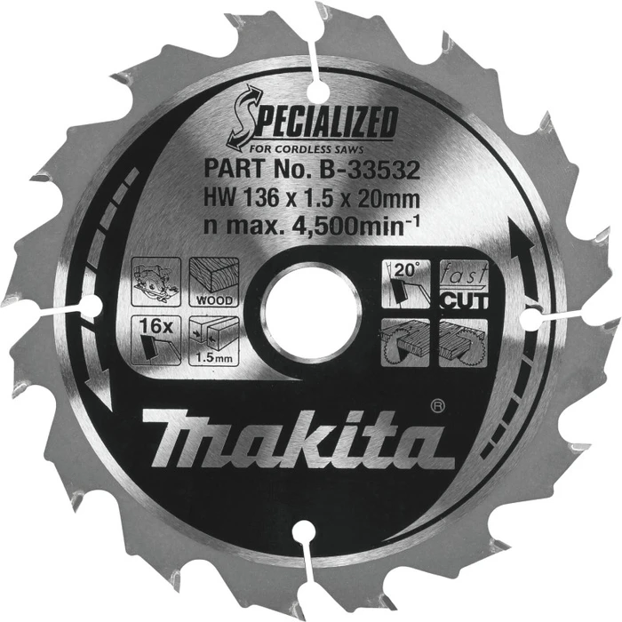 Πριονόδισκος Makita B-33532 SPECIALIZED Saw Blade 136x20x16Z