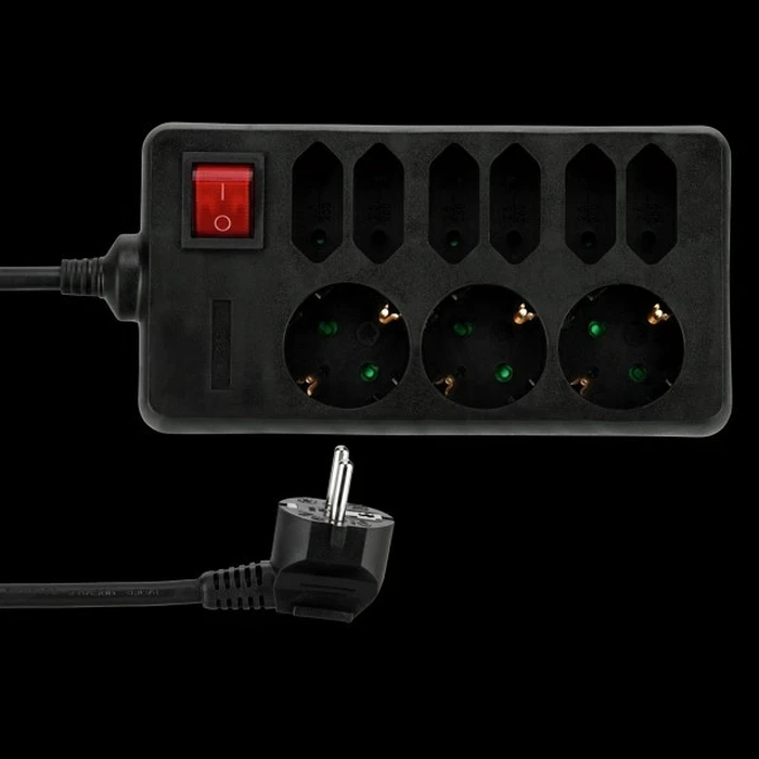Πολύπριζο REV Socket line 9-fold 1,4 m w. switch black