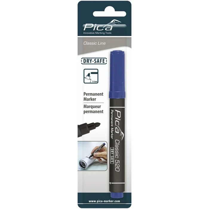 Μαρκαδόρος Pica Permanent 1-4mm, Round Tip blue Retail Packaging