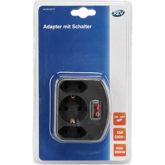 Ταφ REV 3-fold Adapter w. switch black
