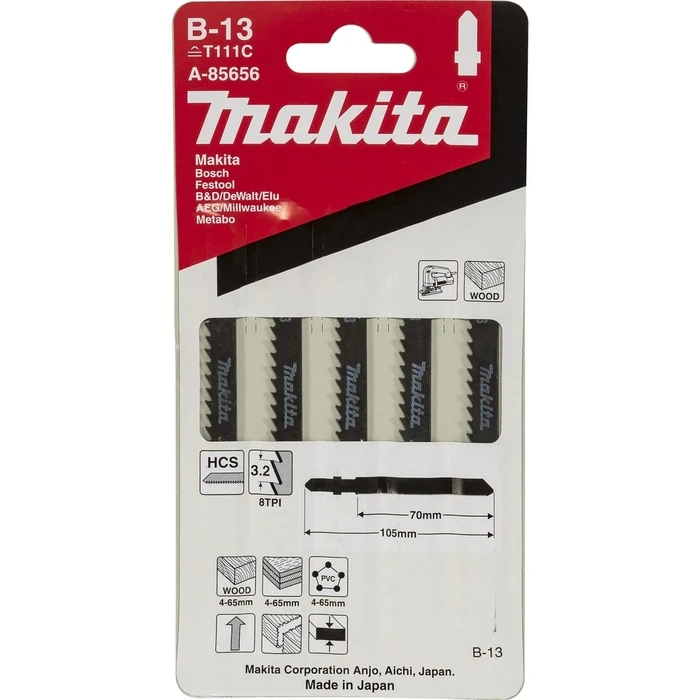 Λάμες Σέγας Makita A-85656 Jigsaw Blade B-13