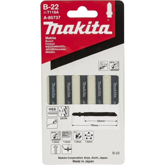 Λάμες Σέγας Makita A-85737 Jigsaw Blade B-22