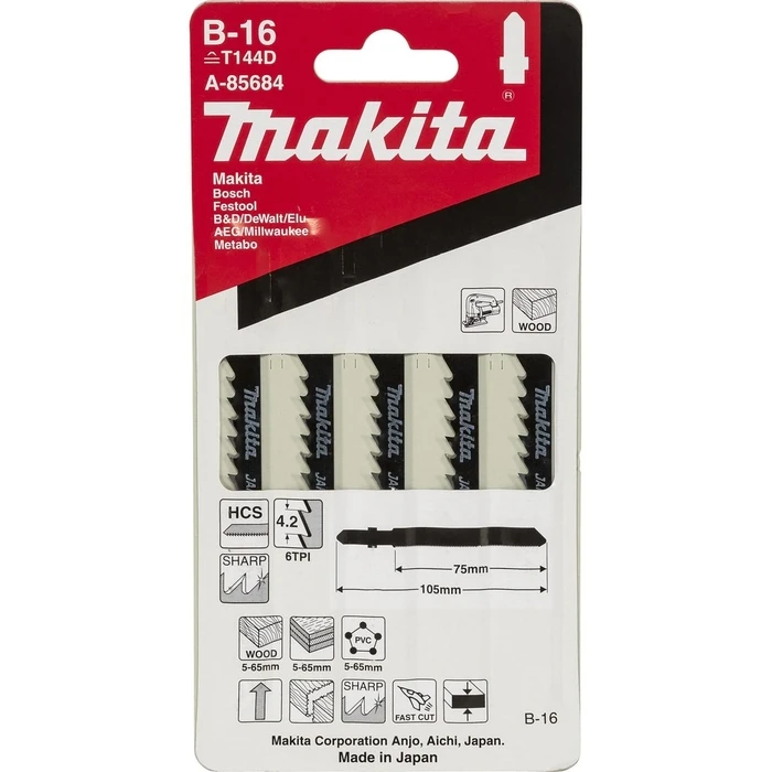 Λάμες Σέγας Makita A-85684 Jigsaw Blade B-16