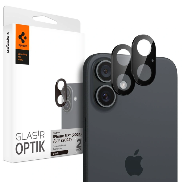 Spigen GLAS.tR Ez Fit Optik Pro Camera Protector Apple iPhone 16 / 16 Plus Black [2 PACK]