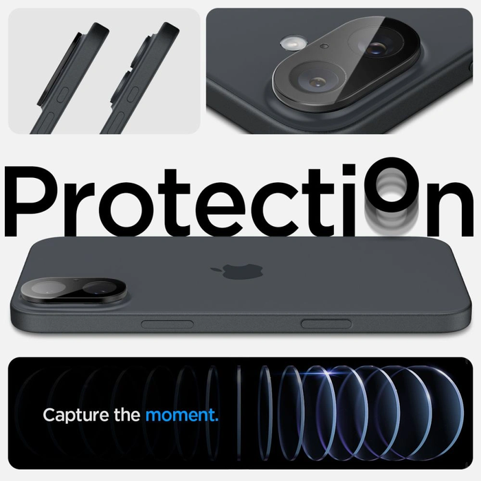 Spigen GLAS.tR Ez Fit Optik Pro Camera Protector Apple iPhone 16 / 16 Plus Black [2 PACK]