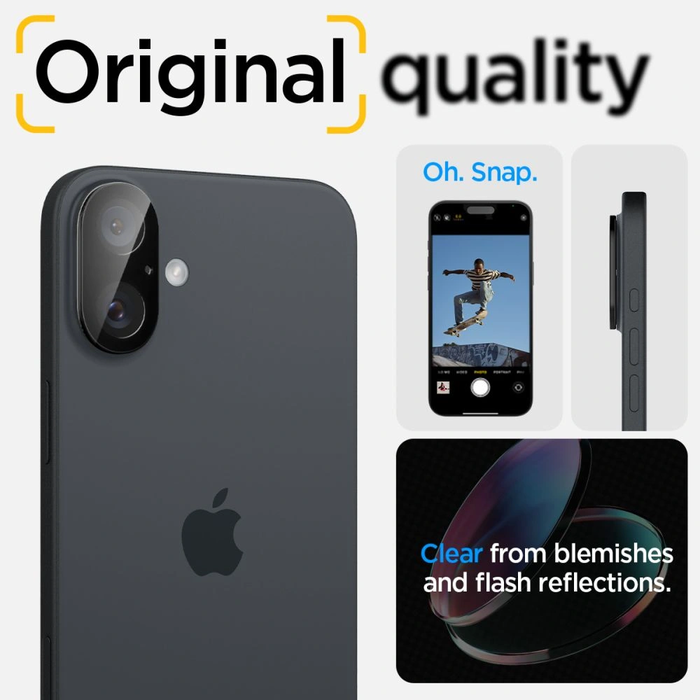 Spigen GLAS.tR Ez Fit Optik Pro Camera Protector Apple iPhone 16 / 16 Plus Black [2 PACK]