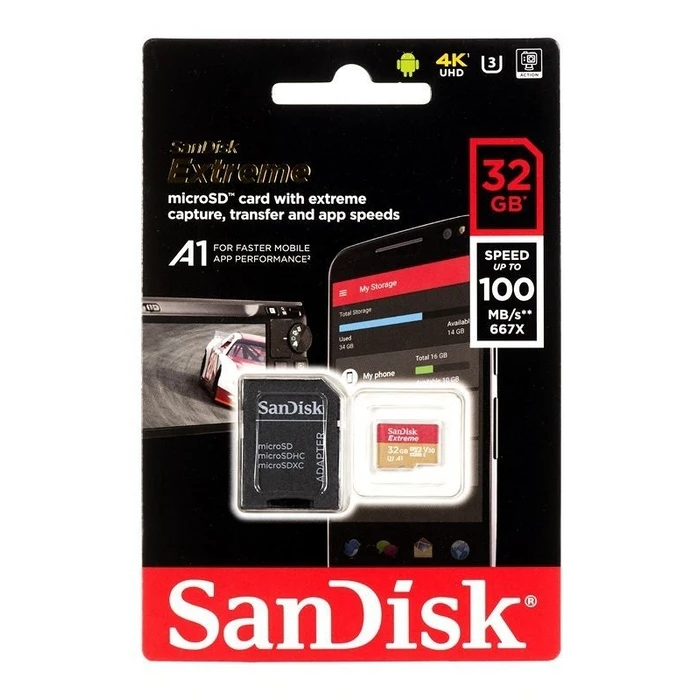 Κάρτα Μνήμης SanDisk Extreme microSDHC 32GB 100/60 MB/s V30 A1 U3 4K (SDSQXAF-032G-GN6MA)