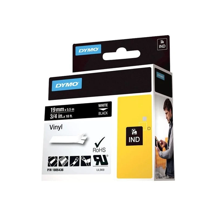 Ταινία Ετικετογράφου Dymo Vinyl White Black (1805436)