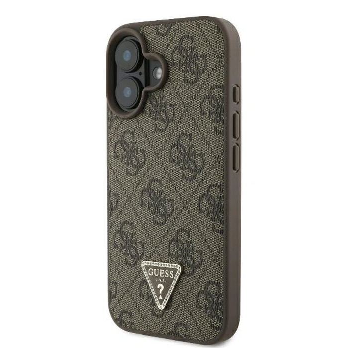 Guess GUHCP16SP4TDSCPW Apple iPhone 16 hardcase Leather Metal Logo Strass Crossbody brown