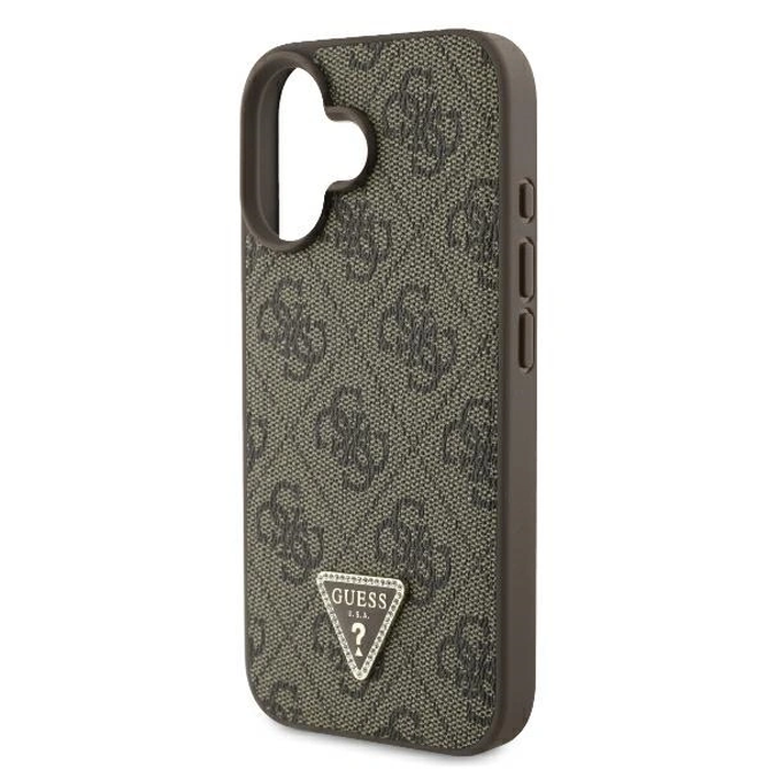 Guess GUHCP16SP4TDSCPW Apple iPhone 16 hardcase Leather Metal Logo Strass Crossbody brown