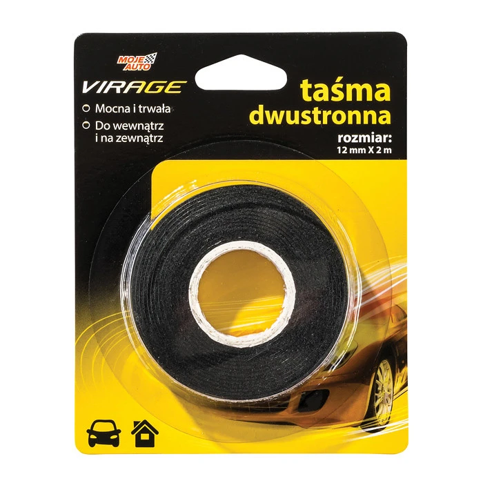Αυτοκόλλητη Ταινία Moje Διπλής Όψεως 96-023, 12mm, 2M, Μαύρη