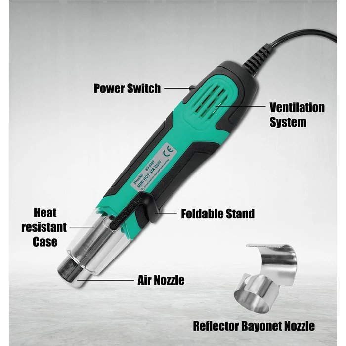 Πιστόλι Θερμού Αέρα Proskit Μίνι SS-628F, 250/500W, 350/500 °C