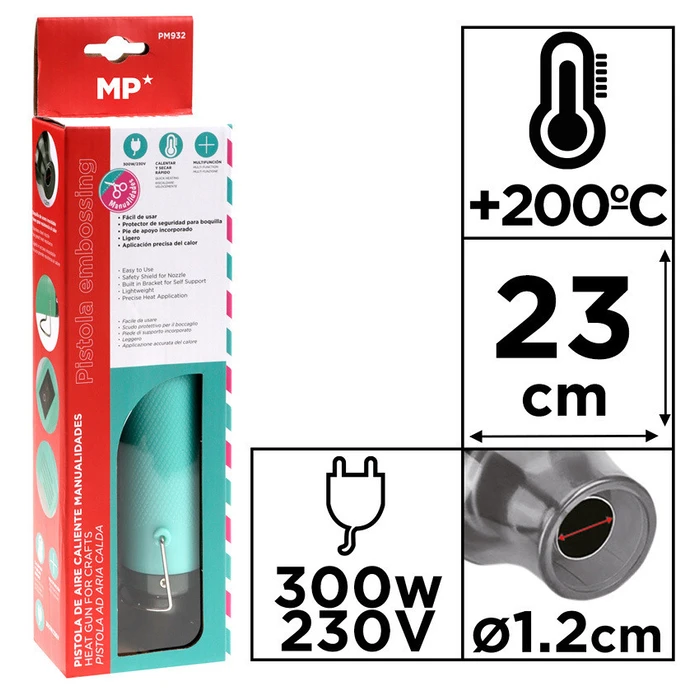 Πιστόλι Θερμού Αέρα Mp Pm932, 300W, Μπλε