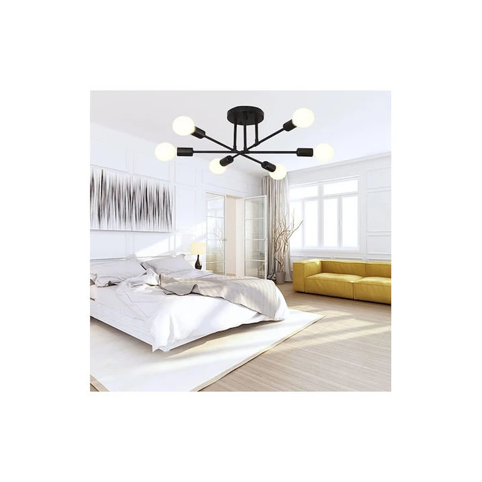 Φωτιστικό Οροφής Powertech HLL-0151, 6X E27, Μεταλλικό, Μαύρο