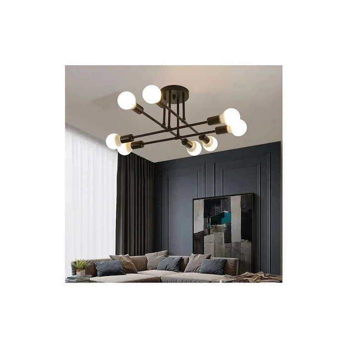 Φωτιστικό Οροφής Powertech HLL-0152, 8X E27, Μεταλλικό, Μαύρο