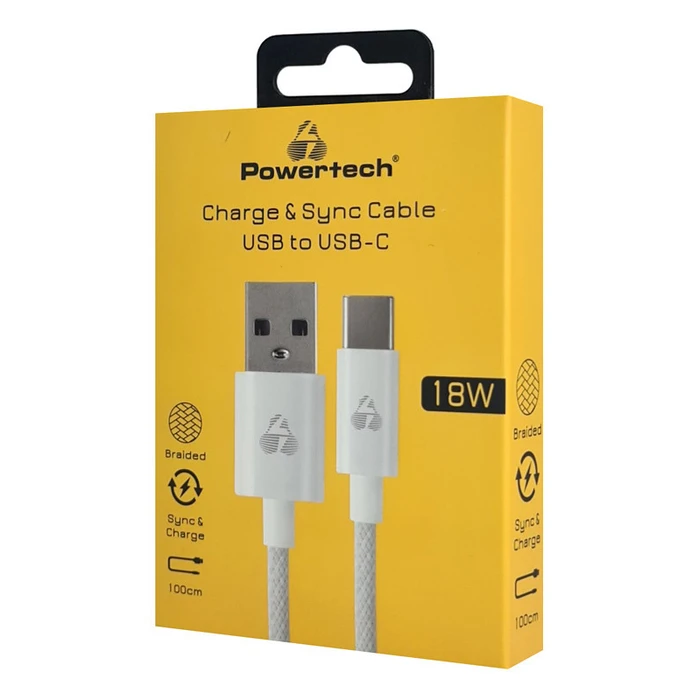 Καλώδιο USB-C Powertech σε USB PTR-0184, 18W, 480Mbps, 1M, Λευκό