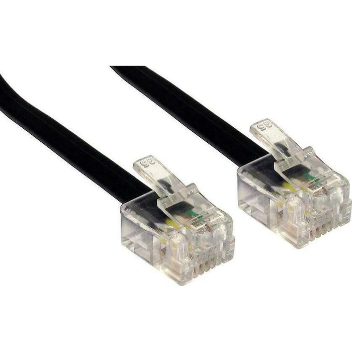 Καλώδιο Τηλεφώνου Powertech RJ11 6P4C CAB-T011, 10M, Μαύρο