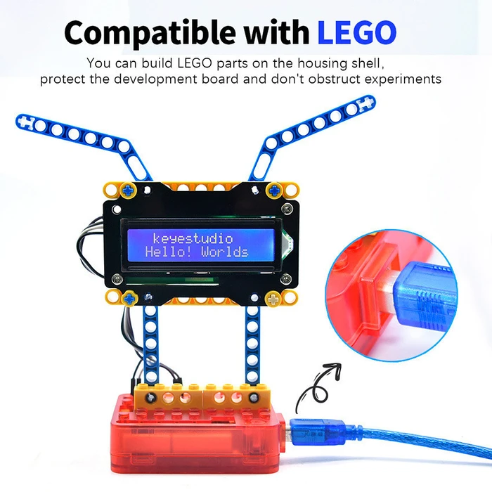 Keyestudio Θήκη για Arduino Uno R3 67800278, Συμβατή με Lego, Λευκή