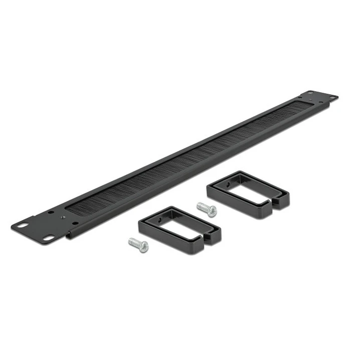 Αξεσουάρ για Καμπίνες Rack Delock Cable Management 66486, 19"/1U 2X Γάντζοι & Βούρτσα, Μαύρο