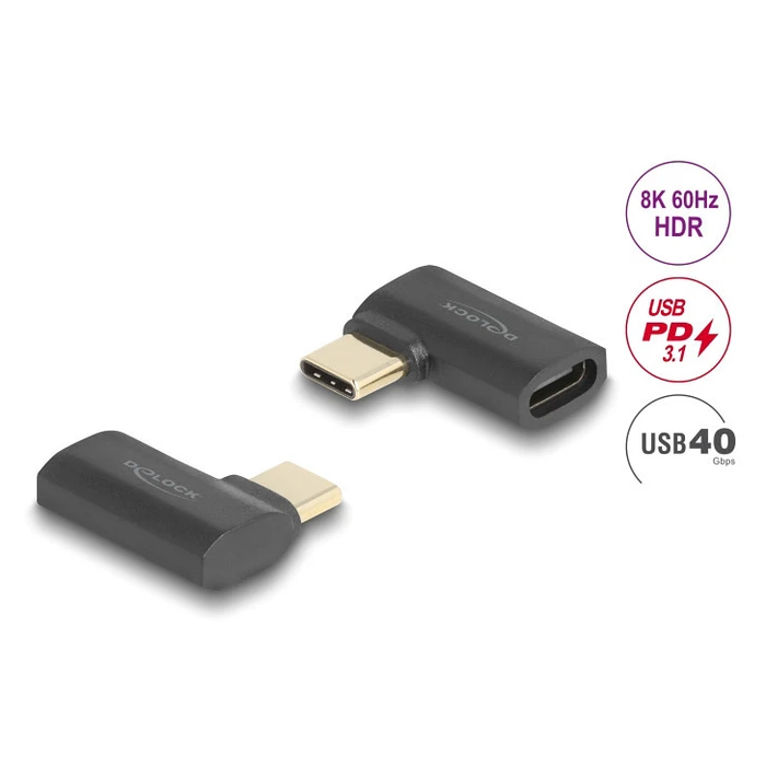 Αντάπτορας USB-C Delock 60245, Αρσενικό σε Θηλυκό, 240W, 40Gbps, Μαύρος
