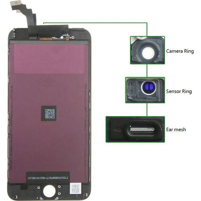 Ανταλλακτικά Κινητών Tianma High Copy LCD iPhone 6G Plus, Camera-Sensor Ring, Ear Mesh, Black