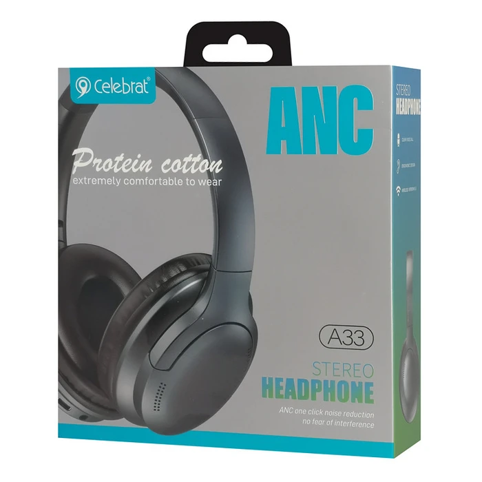 Headphones Celebrat A33, Ασύρματα & Ενσύρματα, Anc, 40mm, 300Mah, Μαύρα