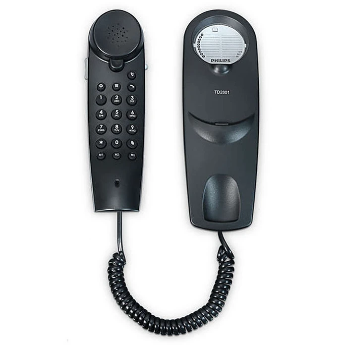 Ενσύρματο Τηλέφωνο Philips Td2801B/00, Επιτραπέζιο ή Επιτοίχιο, Μαύρο