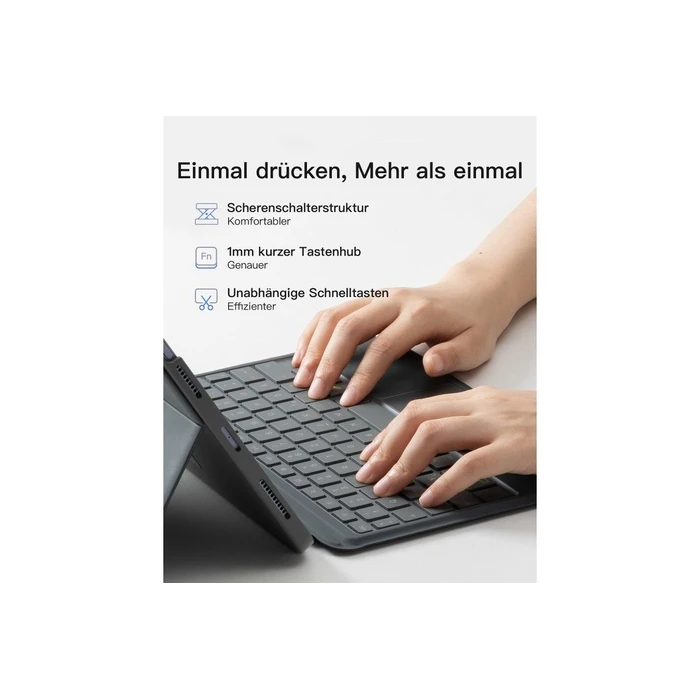 Inateck AceTouch KB04112 Αφαιρούμενο Πληκτρολόγιο-Θήκη για iPad 10ης/11ης Γενιάς (QWERTZ, Γκρι)