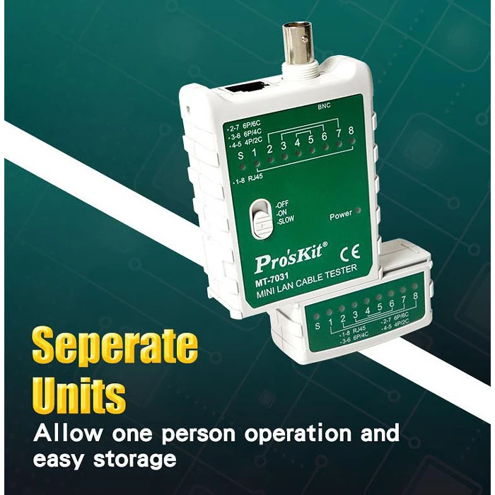 Tester Καλωδίων Proskit Tester Καλωδίων Δικτύου MT-7031 για RJ45/11/12/22 & Bnc