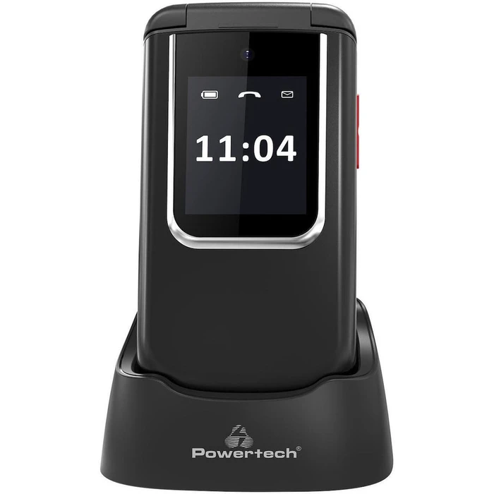 Κινητό Τηλέφωνο Powertech Sentry 4G Flip, 2.8/1.77", Dual Sim, Πλήκτρο Sos, Μαύρο