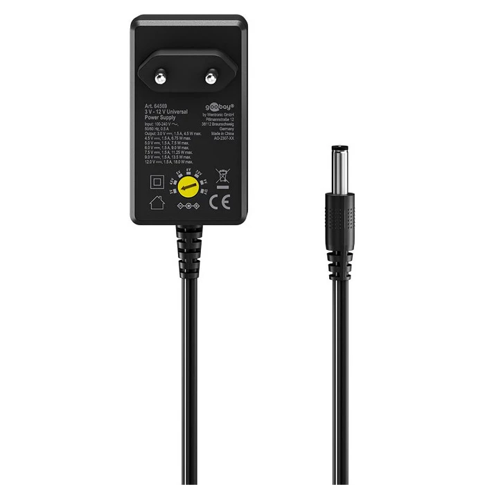 Universal Τροφοδοτικό Goobay 64569, 3V-12V, 18W/1.5A, 12 Tips