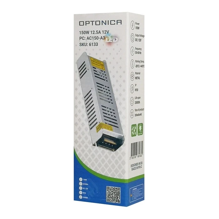 Τροφοδοτικό LED Optonica Καλωδιοταινίας 6133, 150W, 12V/12.5A