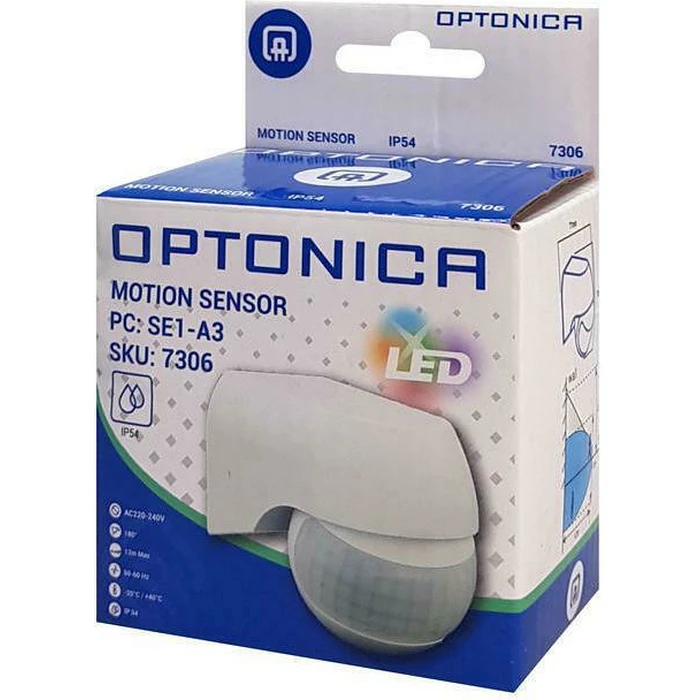 Αισθητήρας Κίνησης Optonica 7306, 180°, 12M, Ip54, Λευκός
